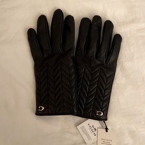 Coach Black Leather Tech Gloves Size 7.5
